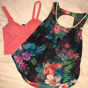 Crop top + mesh top combo